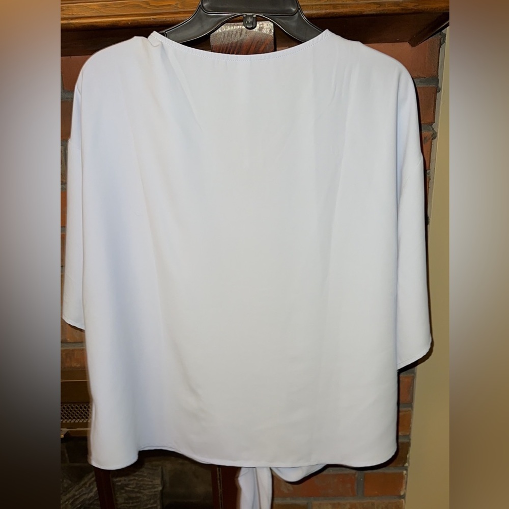 Amazon Women's Light Blue Tie-Front Blouse - Picture 8 of 8